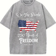 America 250 Years of Freedom Vintage Washed T-Shirt in Gray