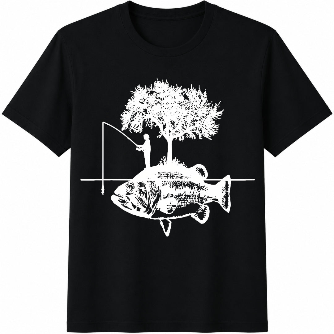Fishing for Guys Boys for Fisherman Bass Fishing Hilarious Cotton T-Shirt in Black