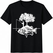 Fishing for Guys Boys for Fisherman Bass Fishing Hilarious Cotton T-Shirt in Black