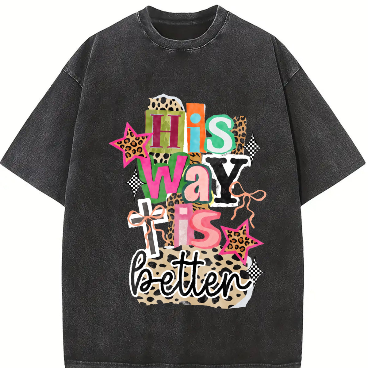 His Way Is Better Jesus Vintage Washed T-Shirt in Black