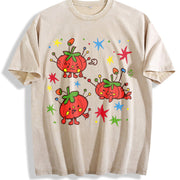 Cute Tomato Party Batik Brand Vintage Washed T-Shirt in Beige
