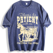 Please Be Patient 1900s Horse vintage washed oversized T-shirt in Blue
