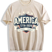 America 1776-2026 Vintage Washed T-Shirt in Beige