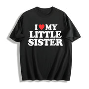 Made in USA I Love My Little Sister Cotton T-Shirt in Black