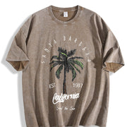 Santa Barbara California Palm Tree vintage washed oversized T-shirt in Brown