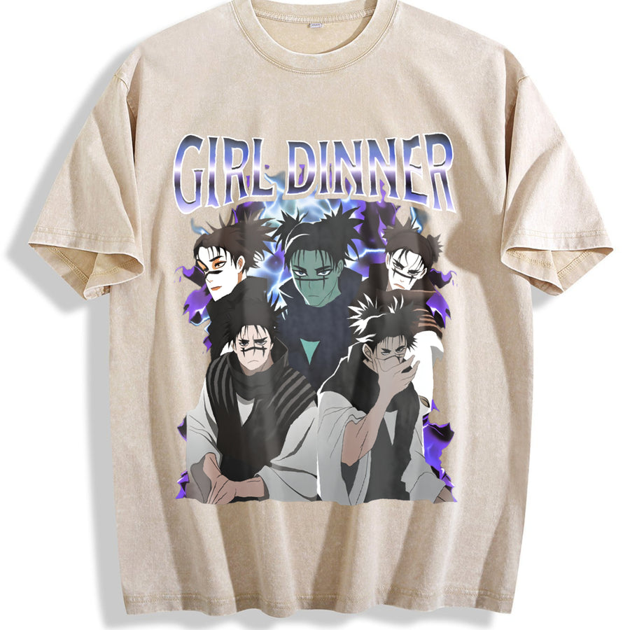 Jujutsu Kaisen Choso Anime vintage washed oversized T-shirt in Beige