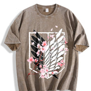 Eren AOT Wings of Freedom Anime 2025 vintage washed oversized T-shirt in Brown