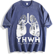 YHWH Christian Jesus Christian vintage washed oversized T-shirt in Blue