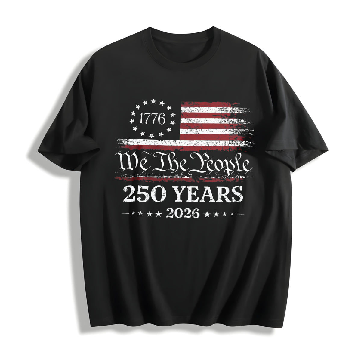 America 250th Anniversary Tank Cotton T-Shirt in Black