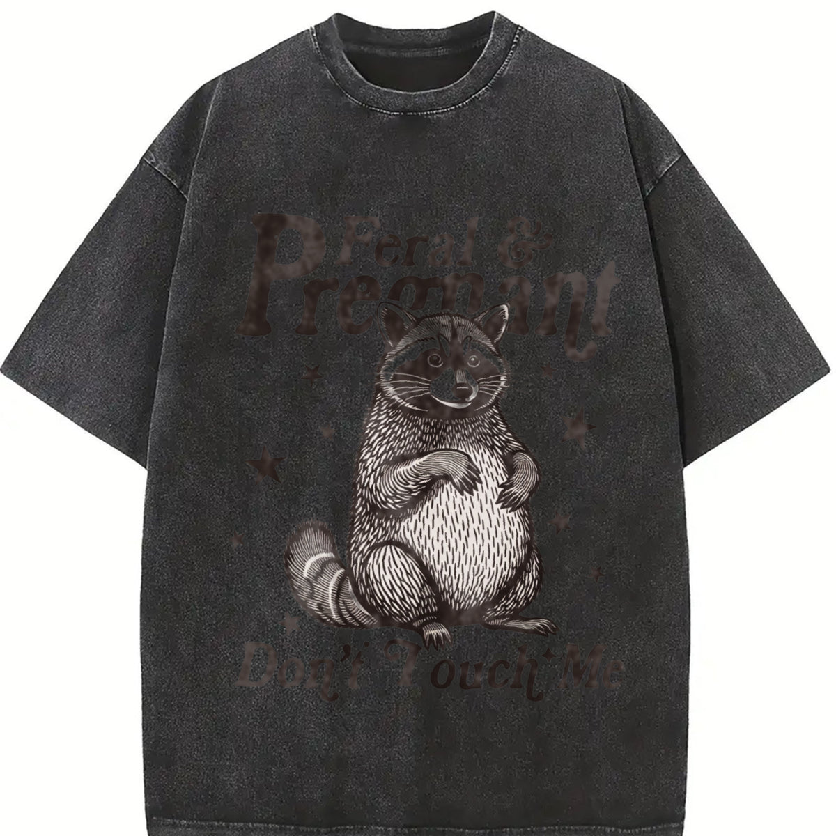 Feral and Pregnant Don't Touch Me Vintage Washed T-Shirt in Black