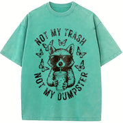 Not My Trash Not My Dumpster Snarky Raccoon Vintage Washed T-Shirt in Blue