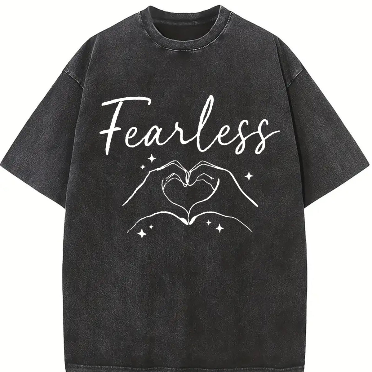 Fearless Hands Sign Vintage Washed T-Shirt in Black
