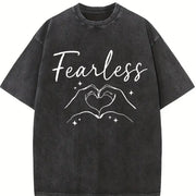 Fearless Hands Sign Vintage Washed T-Shirt in Black