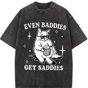 Even Baddies Get Saddies Vintage Washed T-Shirt in Black