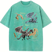 Fourth Wing Dragon Tairn & Andarna Basgiath War College vintage washed oversized T-shirt in Blue