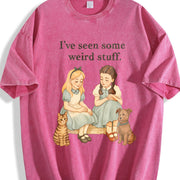 Weird Stuff Quote Sarcastic Retro Humor Vintage Washed T-Shirt in Red