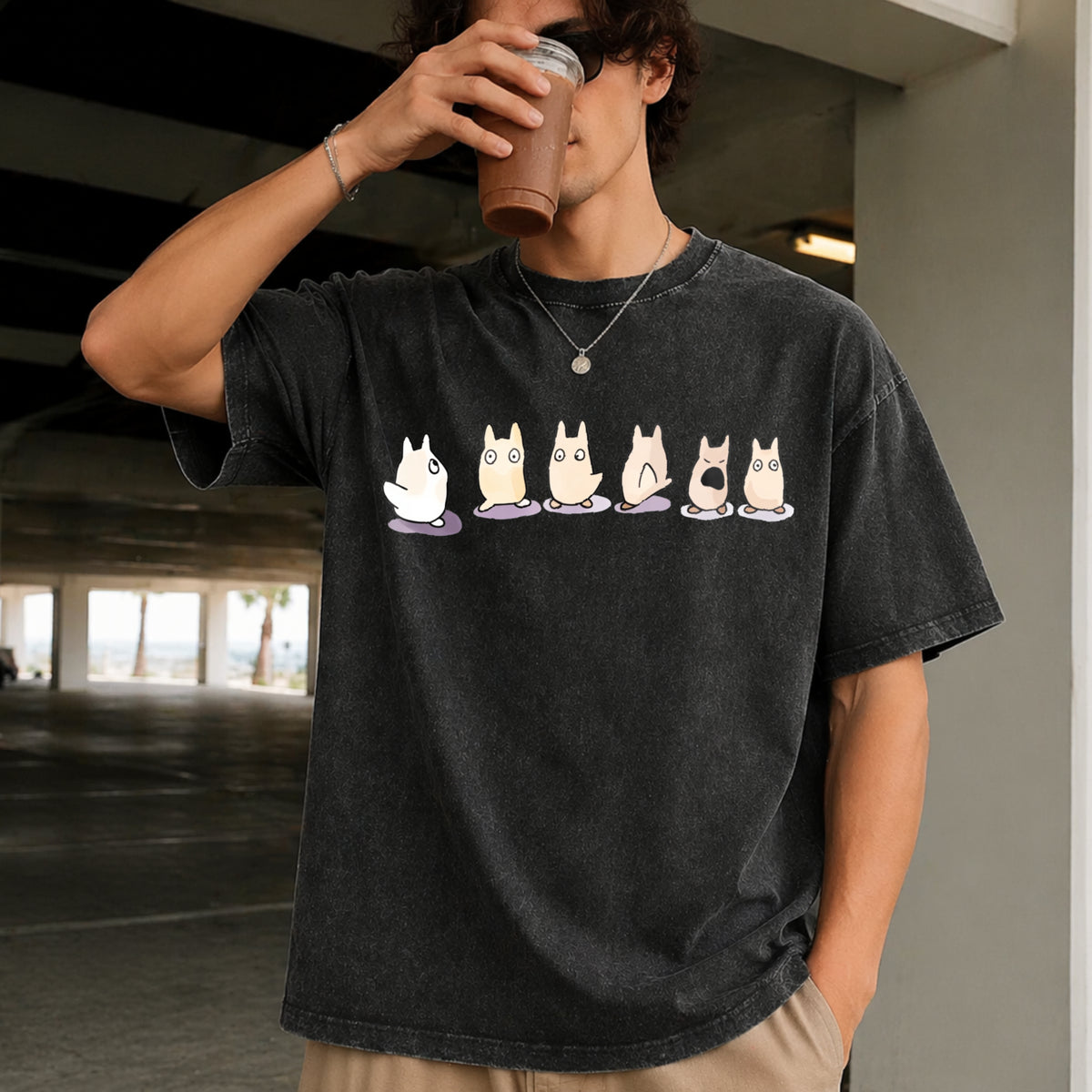 My Neighbor Totoro Vintage Washed T-Shirt in Black
