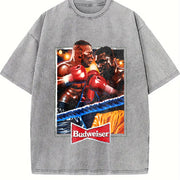Mike VS Evander Ad Retro Custom vintage washed oversized T-shirt in Gray