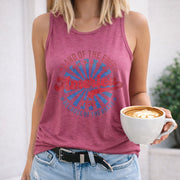Land of the Free Because of the Brave Women's Color Cotton Tank Top in Red