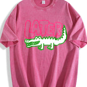 Later Gator Retro Crocodile Vintage Washed T-Shirt in Red