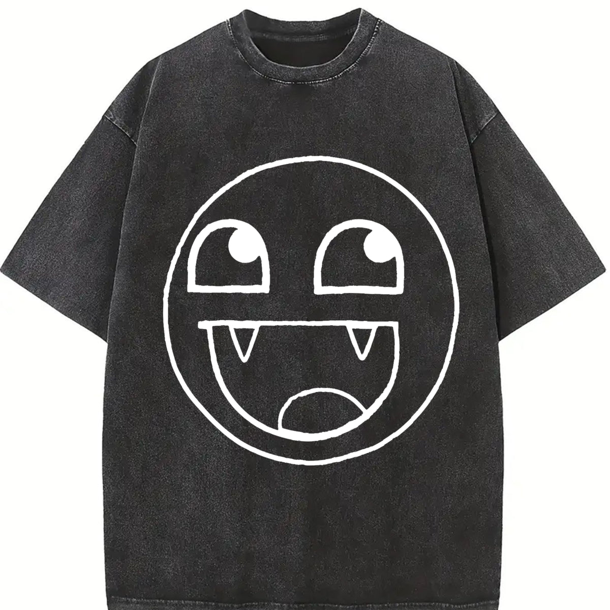 Epic Face Vampire Y2K Goth Emo Scene Tapout Affliction vintage washed oversized T-shirt in Black