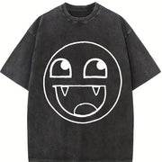 Epic Face Vampire Y2K Goth Emo Scene Tapout Affliction vintage washed oversized T-shirt in Black
