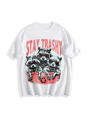 Stay Trashy Retro Cotton T-Shirt in White