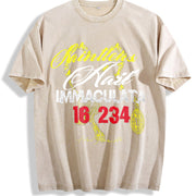 Hail Immaculata Vintage Washed T-Shirt in Beige