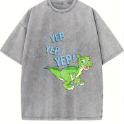 Yep Yep Yep Ducky Dinosaur vintage washed oversized T-shirt in Gray