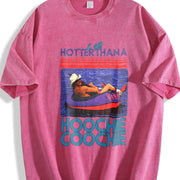 Hotter Than A Hoochie Coochie Two Sides Hot Pullover vintage washed oversized T-shirt in Red