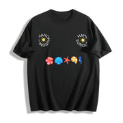 Coastal Icons Embroidered Cotton T-Shirt in Black