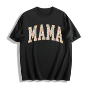 Floral Mama Mothers Day Cotton T-Shirt in Black