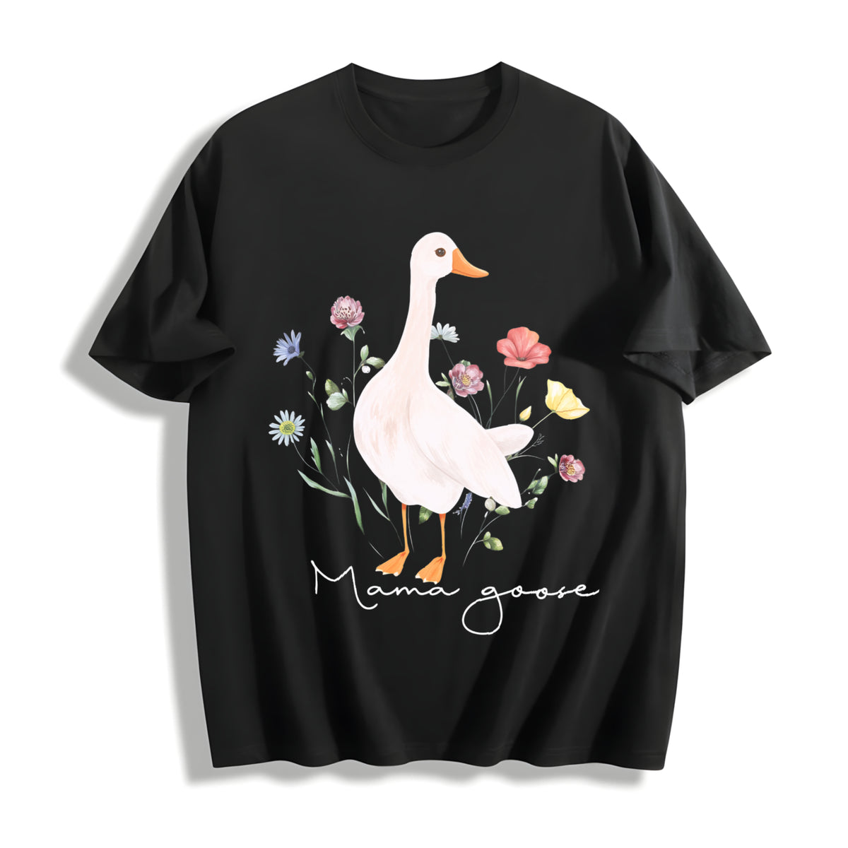Mama Goose Silly Goose Cotton T-Shirt in Black