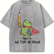 We Test at Dawn Teacher Frog Vintage Washed T-Shirt in Gray