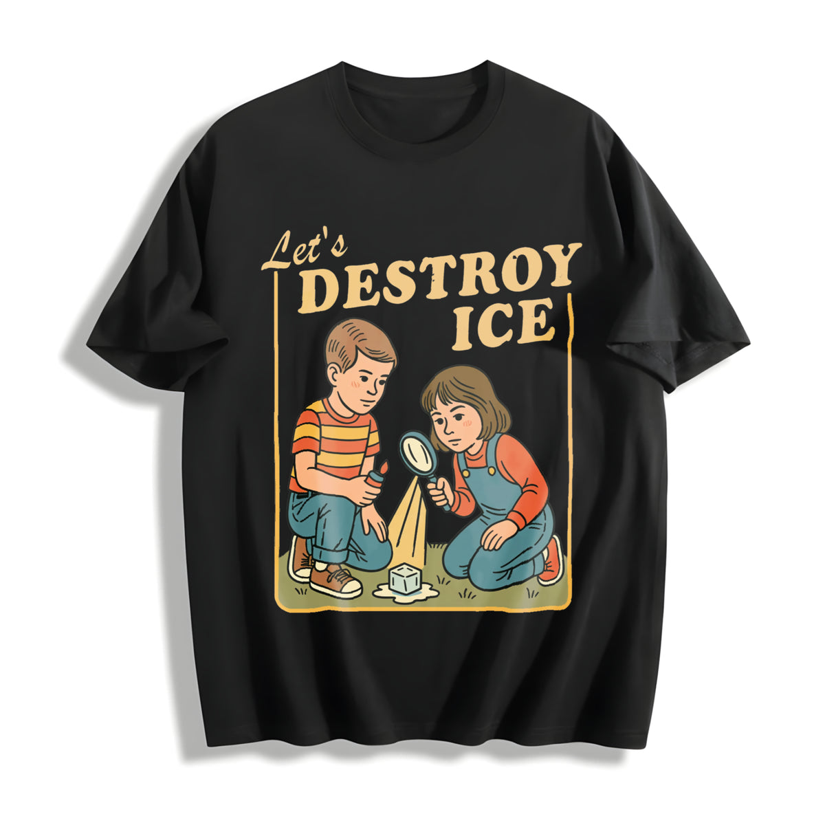 Let’s Destroy ICE Retro Protest Cotton T-Shirt in Black