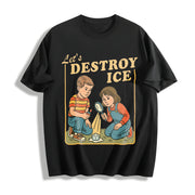 Let’s Destroy ICE Retro Protest Cotton T-Shirt in Black