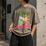 Iced Matcha Sunshine Vintage Washed T-Shirt in Brown