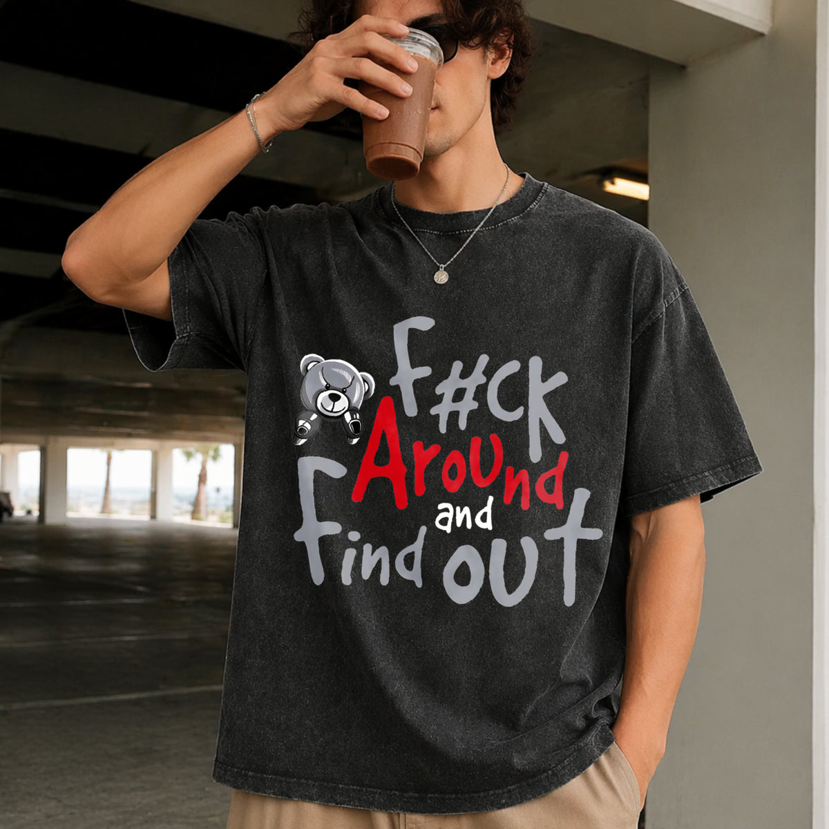 F Around and Find Out Vintage Washed T-Shirt in Black