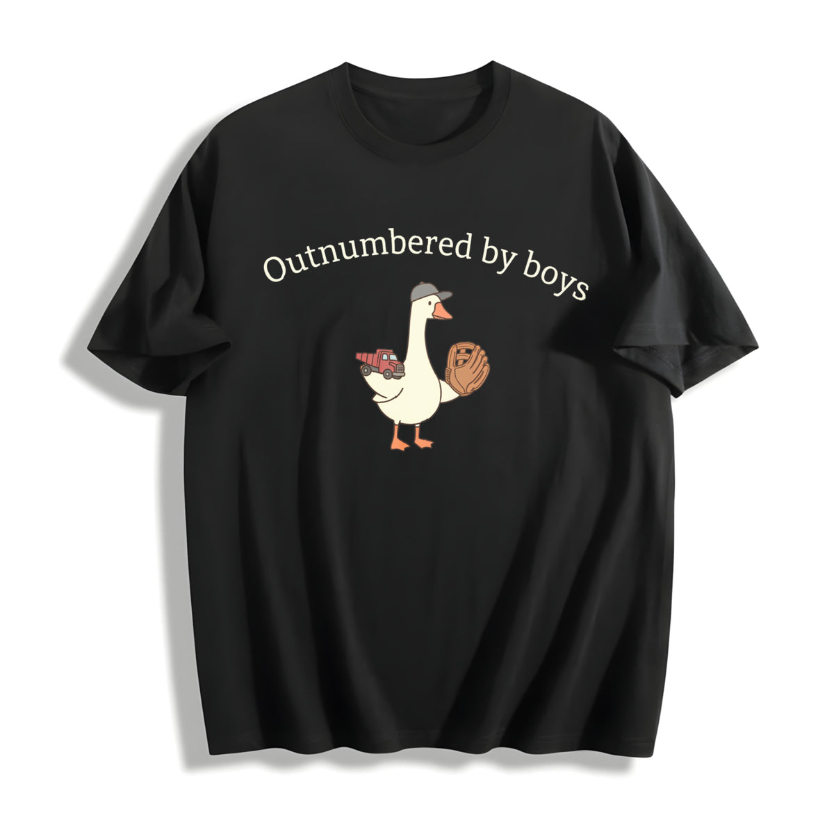 Outnumbered by Boys Goose Cotton T-Shirt in Black