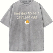 Bad Day To Be A Deviled Egg Thanksgiving Dinner vintage washed oversized T-shirt in Gray