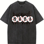 Baseball Mama Checkered Mama Vintage Washed T-Shirt in Black