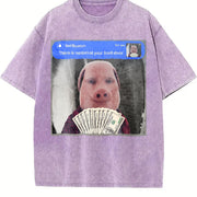Premium There Is Motion at Your Front Door Joke John Pork Vintage Washed T-Shirt in Purple