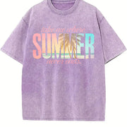 Take Me Where Never Ends Beach Coastal for Her vintage washed oversized T-shirt in Purple