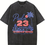 Psalm 23 the Lord Is My Shepherd Christian Faith Vintage Washed T-Shirt in Black