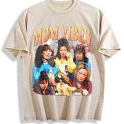 90s Mom Vibes TV Moms Collage vintage washed oversized T-shirt in Beige