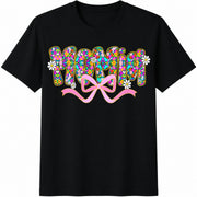 Floral Mamia Mama Cotton T-Shirt in Black
