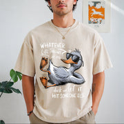 Duck Quote Vintage Washed T-Shirt in Beige