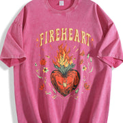 Fire-heart to Whatever End Vintage Washed T-Shirt in Red