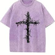 Christian Cross vintage washed oversized T-shirt in Purple