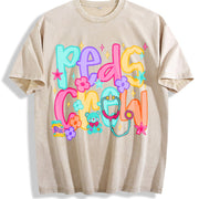 Cute Pediatric Crew for Pediatric Nurse Vintage Washed T-Shirt in Beige
